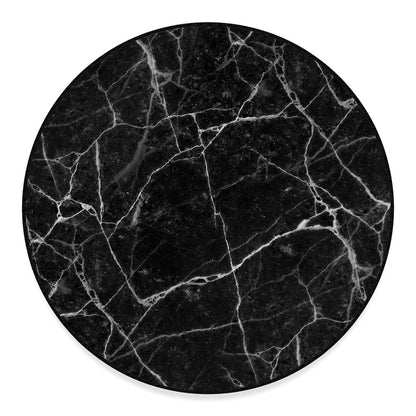 Black White Grunge Marble Print Round Floor Mat