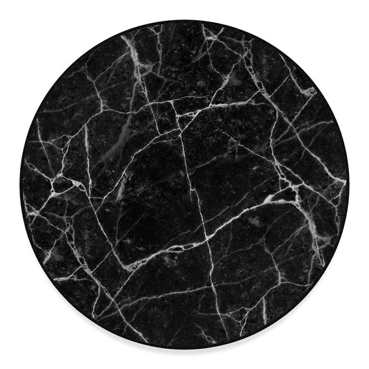 Black White Grunge Marble Print Round Floor Mat