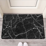 Black White Grunge Marble Print Rubber Doormat
