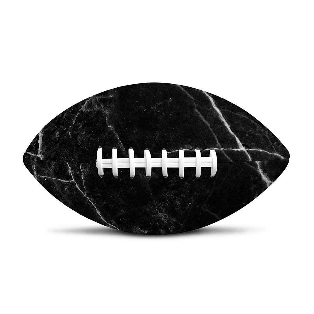 Black White Grunge Marble Print Rugby Ball