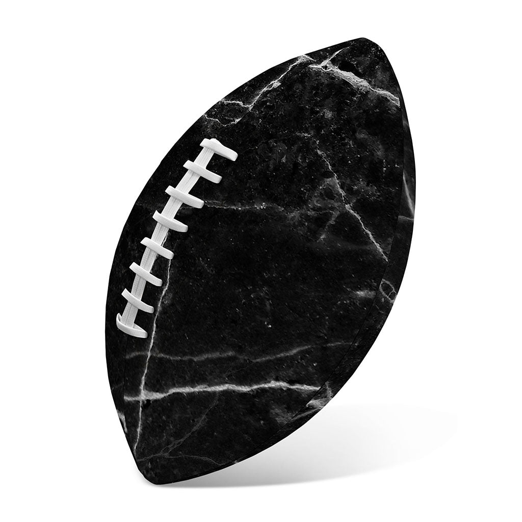 Black White Grunge Marble Print Rugby Ball