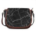 Black White Grunge Marble Print Saddle Bag