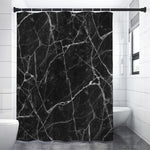 Black White Grunge Marble Print Shower Curtain