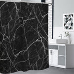 Black White Grunge Marble Print Shower Curtain