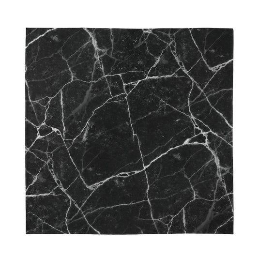 Black White Grunge Marble Print Silk Bandana