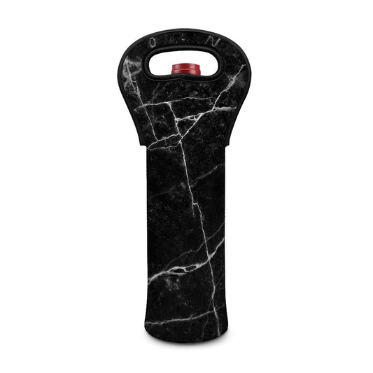 Black White Grunge Marble Print Single Neoprene Wine Tote