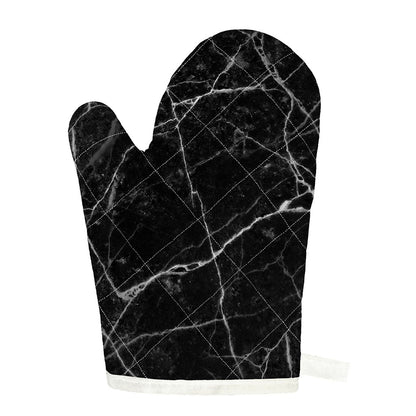 Black White Grunge Marble Print Single Oven Mitt