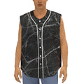 Black White Grunge Marble Print Sleeveless Baseball Jersey