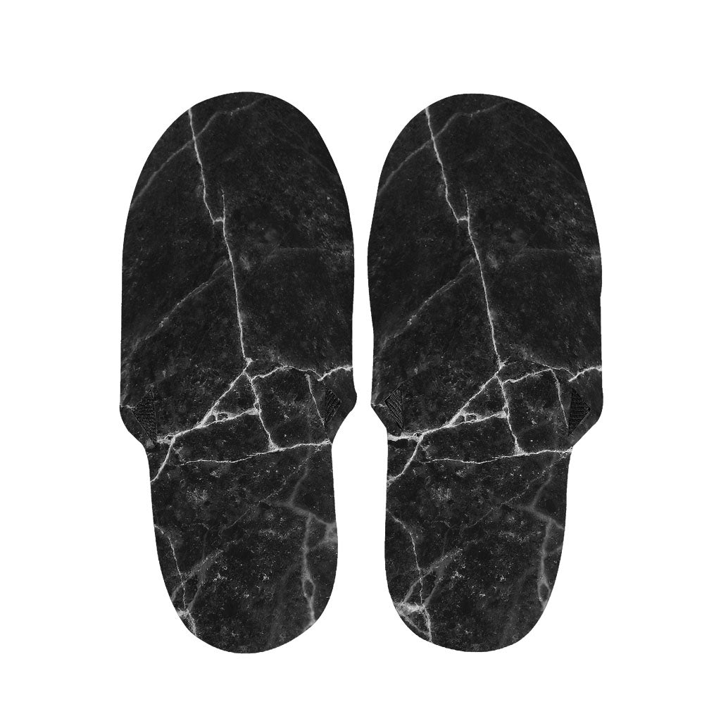 Black White Grunge Marble Print Slippers