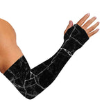 Black White Grunge Marble Print Sun Protection Arm Sleeves