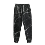 Black White Grunge Marble Print Sweatpants