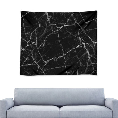 Black White Grunge Marble Print Tapestry