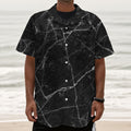 Black White Grunge Marble Print Textured Short Sleeve Shirt