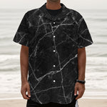 Black White Grunge Marble Print Textured Short Sleeve Shirt