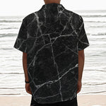 Black White Grunge Marble Print Textured Short Sleeve Shirt