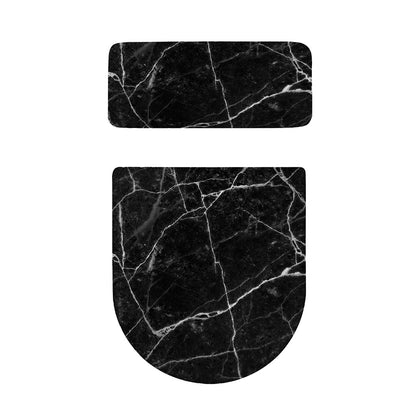 Black White Grunge Marble Print Toilet Lid And Tank Cover Set