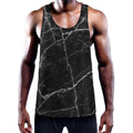 Black White Grunge Marble Print Men's Workout Tank Top