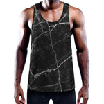 Black White Grunge Marble Print Training Tank Top