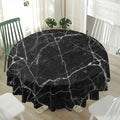 Black White Grunge Marble Print Waterproof Round Tablecloth