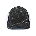 Black White Grunge Marble Print White Mesh Trucker Cap