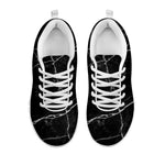 Black White Grunge Marble Print White Running Shoes
