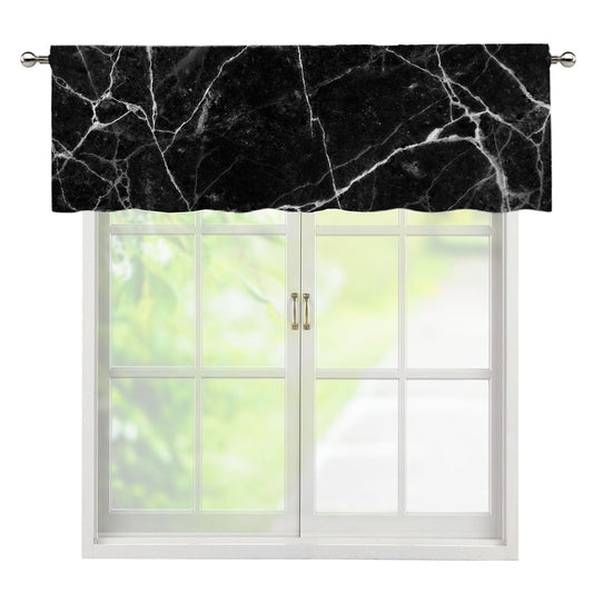 Black White Grunge Marble Print Window Valance