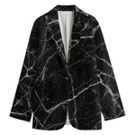 Black White Grunge Marble Print Women's Blazer