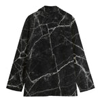 Black White Grunge Marble Print Women's Blazer