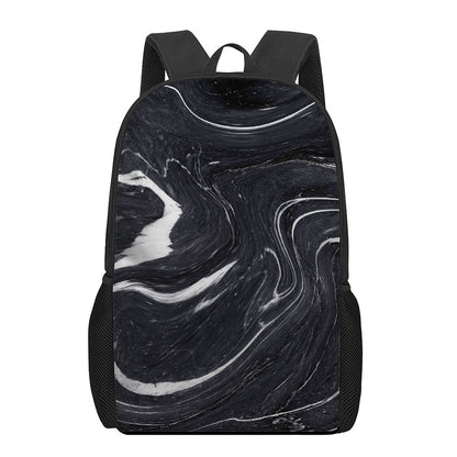 Black White Liquid Marble Print 17 Inch Backpack