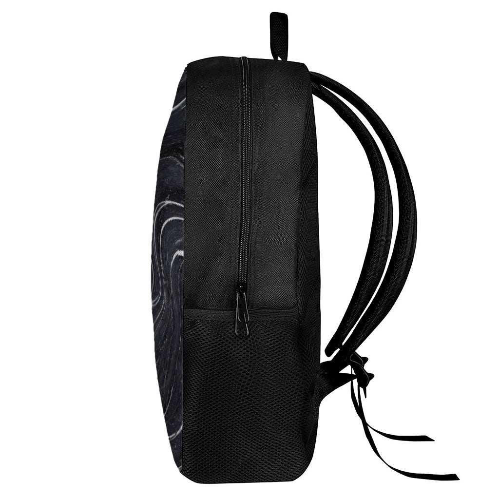Black White Liquid Marble Print 17 Inch Backpack