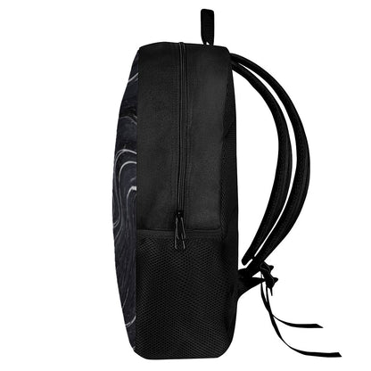 Black White Liquid Marble Print 17 Inch Backpack