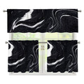Black White Liquid Marble Print 3 Piece Kitchen Curtains