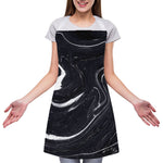Black White Liquid Marble Print Adjustable Apron