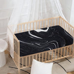 Black White Liquid Marble Print Baby Crib Sheet