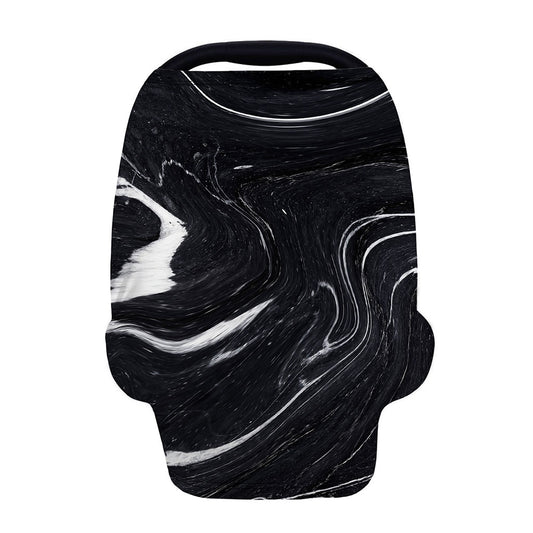 Black White Liquid Marble Print Baby Seat Cover
