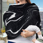 Black White Liquid Marble Print Baby Seat Cover