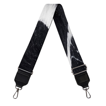 Black White Liquid Marble Print Bag Strap