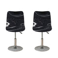 Black White Liquid Marble Print Bar Stool Covers