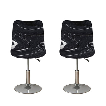 Black White Liquid Marble Print Bar Stool Covers