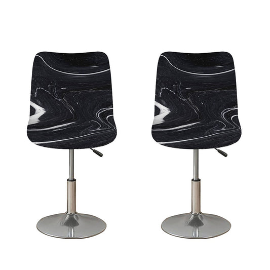 Black White Liquid Marble Print Bar Stool Covers