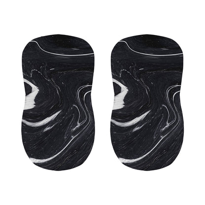 Black White Liquid Marble Print Bar Stool Covers