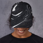 Black White Liquid Marble Print Baseball Cap