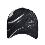 Black White Liquid Marble Print Baseball Cap
