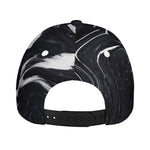 Black White Liquid Marble Print Baseball Cap