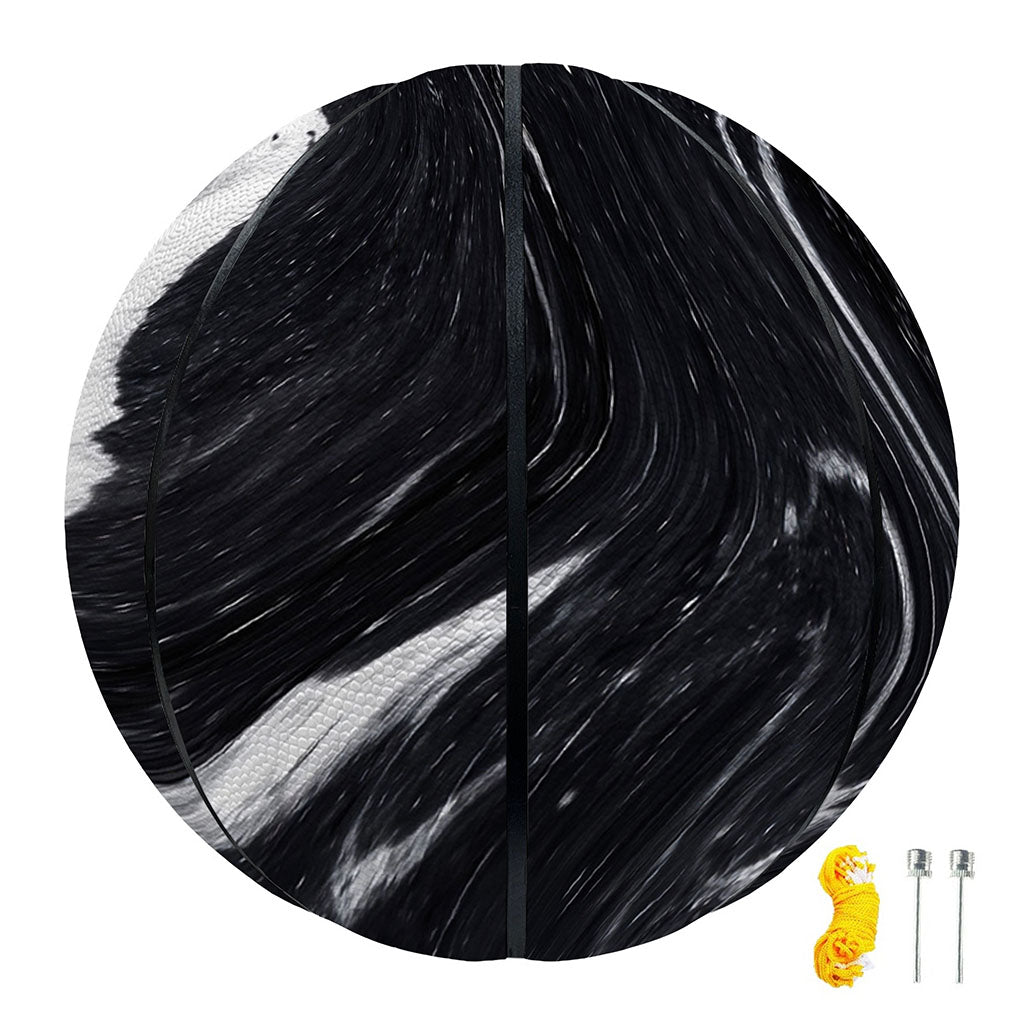 Black White Liquid Marble Print Basketball