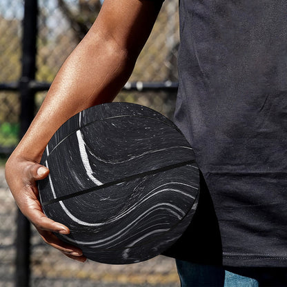 Black White Liquid Marble Print Basketball
