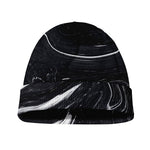 Black White Liquid Marble Print Beanie