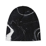 Black White Liquid Marble Print Beanie