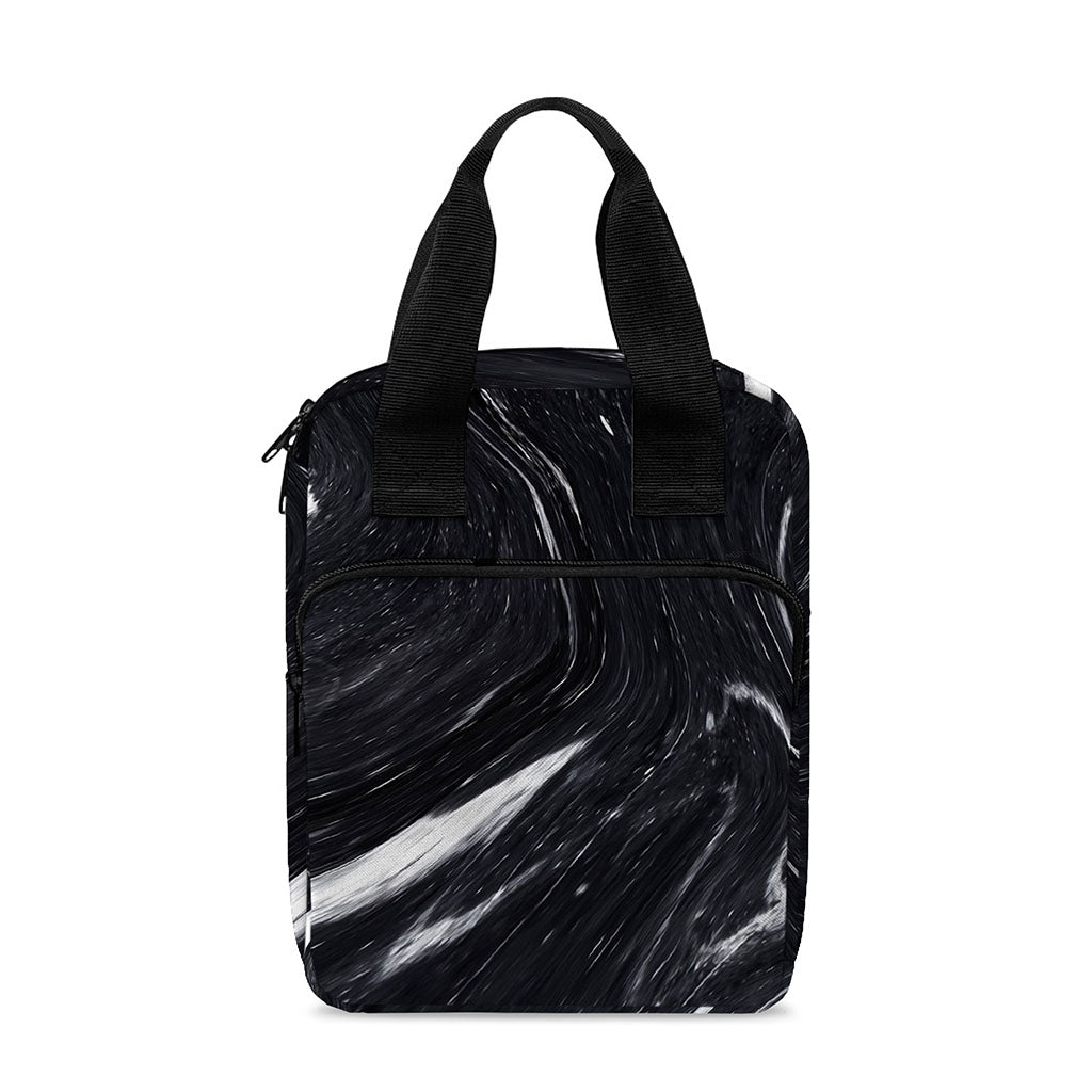 Black White Liquid Marble Print Bible Tote Bag