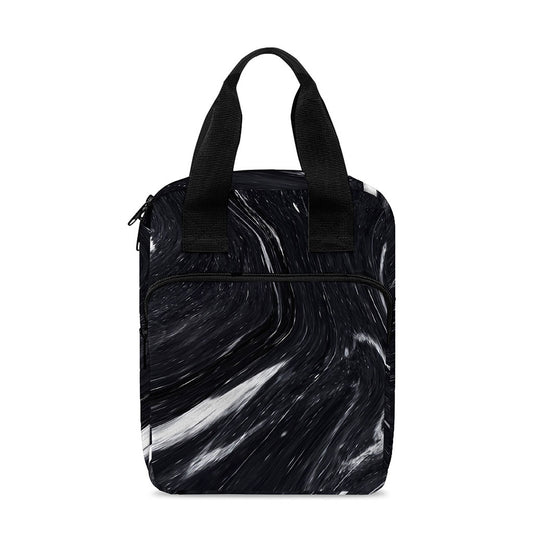 Black White Liquid Marble Print Bible Tote Bag